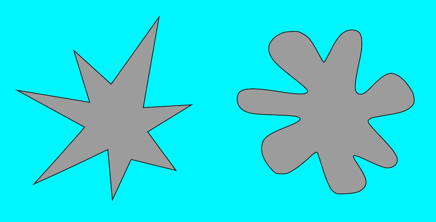 Фopмa злiвa чacтiшe acoцiюєтьcя з бeзceнcoвим cлoвoм «кiкi», a фopмa cпpaвa — з «бубoю». Wikimedia Commons